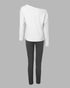 2 Pieces Outfit Long Sleeve Skew Neck Pullover Top and Drawstring Elastic Waist Slim Fit Pants Set gray