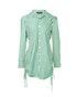 Button Down Shirt Dress Roll Tab Sleeve Side Drawstring Mini Dresses green