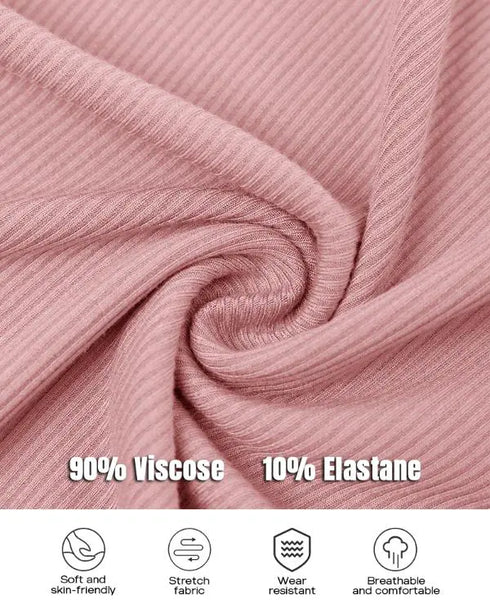 Scoop Neck Spaghetti Strap Ribbed Top Casual Sleeveless Slim Fit Tank pink