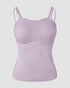 Multi Adjustable Spaghetti Straps Built in Bra Cami Top Sexy Ribbed Slim Fit Workout Camisole Top light purple
