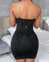 Chain Strap Glitter Bodycon Dress black