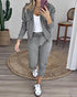 2 Pieces Outfit Long Sleeve Zip Up Flap Pockets Design Stretchy Hem Hoodie Coat and Drawstring Elastic Waist Slim Fit Pants Set gray