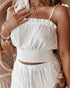 Frill Hem Shirred Cami Top & Drawstring Pants Set white