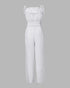 Frill Hem Shirred Cami Top & Drawstring Pants Set white