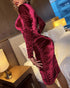 Velvet Mock Neck Ruched Bodycon Dress red