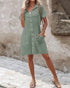 Textured V-Neck Button Front Spaghetti Strap A Line Mini Dress green