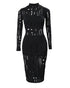 Mock Neck Long Sleeve Hollow Out Bodycon Dress Sexy Party Dress black