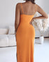 Deep V-Neck Adjustable Spaghetti Straps Hollow-out Slit Slip Dress Slim Fit Vacation Dress orange