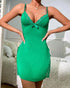 2 Piece Lace Trim Side Slit Bowknot Decor Modal Cami Sleep Dress Cardigan Nightdress Set green