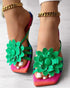 Rainbow Ombre Floral Pattern Slippers green