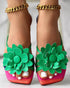 Rainbow Ombre Floral Pattern Slippers green