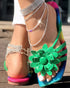 Rainbow Ombre Floral Pattern Slippers green