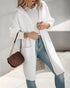 Letter Heart Pattern Long Cardigans Knitted Open Front Oversized Hooded Outerwear Sweater Coat white