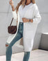 Letter Heart Pattern Long Cardigans Knitted Open Front Oversized Hooded Outerwear Sweater Coat white