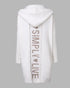 Letter Heart Pattern Long Cardigans Knitted Open Front Oversized Hooded Outerwear Sweater Coat white