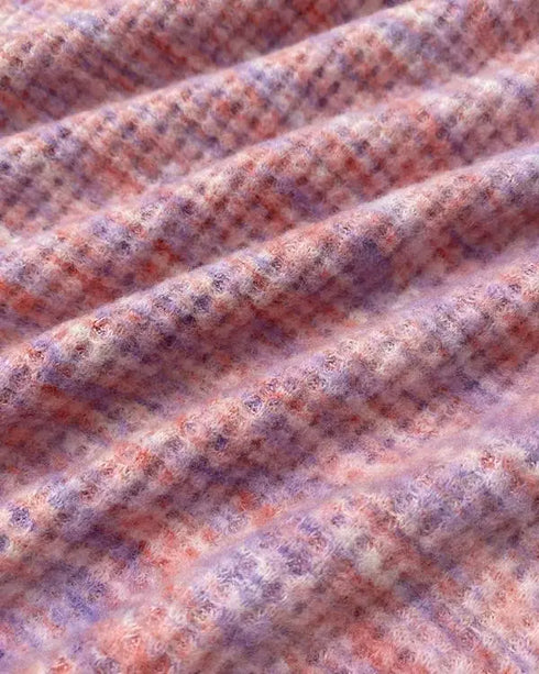 Colorful Waffle Knit Open Front Coat Batwing Long Sleeve Cardigan pink