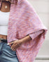 Colorful Waffle Knit Open Front Coat Batwing Long Sleeve Cardigan pink