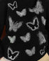 Butterfly Rhinestone Long Sleeve Round Neck Sweatshirt Casual Loose Fit Top black