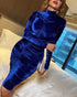 Velvet Mock Neck Ruched Bodycon Dress dark blue