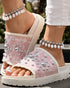 Studded Round Toe Flat Slippers pink