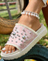 Studded Round Toe Flat Slippers pink