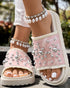 Studded Round Toe Flat Slippers pink