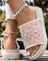 Studded Round Toe Flat Slippers pink