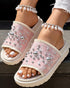 Studded Round Toe Flat Slippers pink