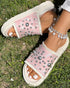 Studded Round Toe Flat Slippers pink