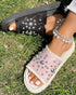 Studded Round Toe Flat Slippers pink