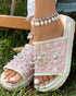 Studded Round Toe Flat Slippers pink