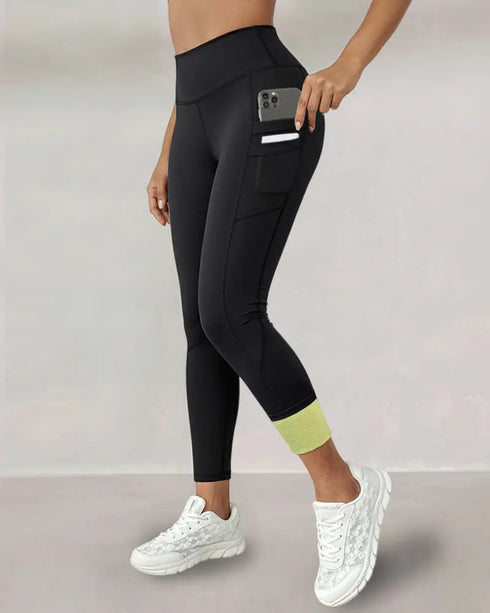 Winter Warm High Waisted Workout Athletic Leggings Tummy Control Butt Lifting Ultra Soft Thermal Lined Yoga Pants Women's Sportswear with Stacked Slit Pockets On Side black