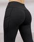 Winter Warm High Waisted Workout Athletic Leggings Tummy Control Butt Lifting Ultra Soft Thermal Lined Yoga Pants Women's Sportswear with Stacked Slit Pockets On Side black
