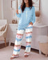 2 Pieces Outfit HAPPY HALLOWEEN Slogan & Graphic Print Long Sleeve Top and Graphic Print Elastic Waist Pants Set Casual Pajamas Set blue