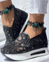 Contrast Sequin Lace Slip On Muffin Sneakers black