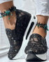 Sequin Slip On Muffin Sneakers black