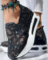 Contrast Sequin Lace Slip On Muffin Sneakers black