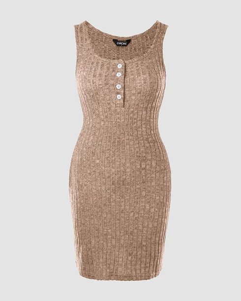 Chevron Pattern V-Neck Chain Decor Pocket Design Mini Dress khaki