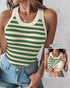 ChicMe Built-in Bra Striped Round Neck Bra Ribbed Tank Top green