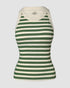 ChicMe Built-in Bra Striped Round Neck Bra Ribbed Tank Top green