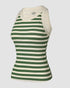 ChicMe Built-in Bra Striped Round Neck Bra Ribbed Tank Top green