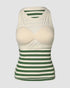 ChicMe Built-in Bra Striped Round Neck Bra Ribbed Tank Top green