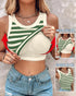 ChicMe Built-in Bra Striped Round Neck Bra Ribbed Tank Top green