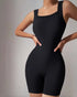 Seamless Square Neck Sleeveless Tank Top Tummy Control Bodysuit Romper black