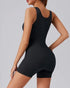 Seamless Square Neck Sleeveless Tank Top Tummy Control Bodysuit Romper black
