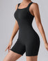 Seamless Square Neck Sleeveless Tank Top Tummy Control Bodysuit Romper black