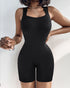 Seamless Square Neck Sleeveless Tank Top Tummy Control Bodysuit Romper black
