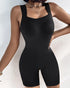 Seamless Square Neck Sleeveless Tank Top Tummy Control Bodysuit Romper black