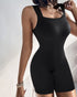 Seamless Square Neck Sleeveless Tank Top Tummy Control Bodysuit Romper black