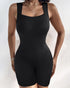 Seamless Square Neck Sleeveless Tank Top Tummy Control Bodysuit Romper black